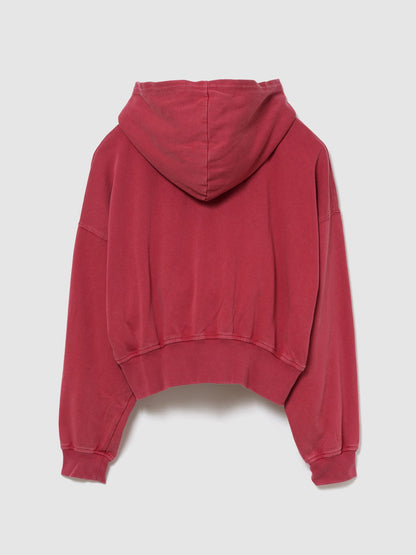 Kırmızı Fransız Havlu Kumaş Oversized Gap Logo Fermuarlı Sweatshirt