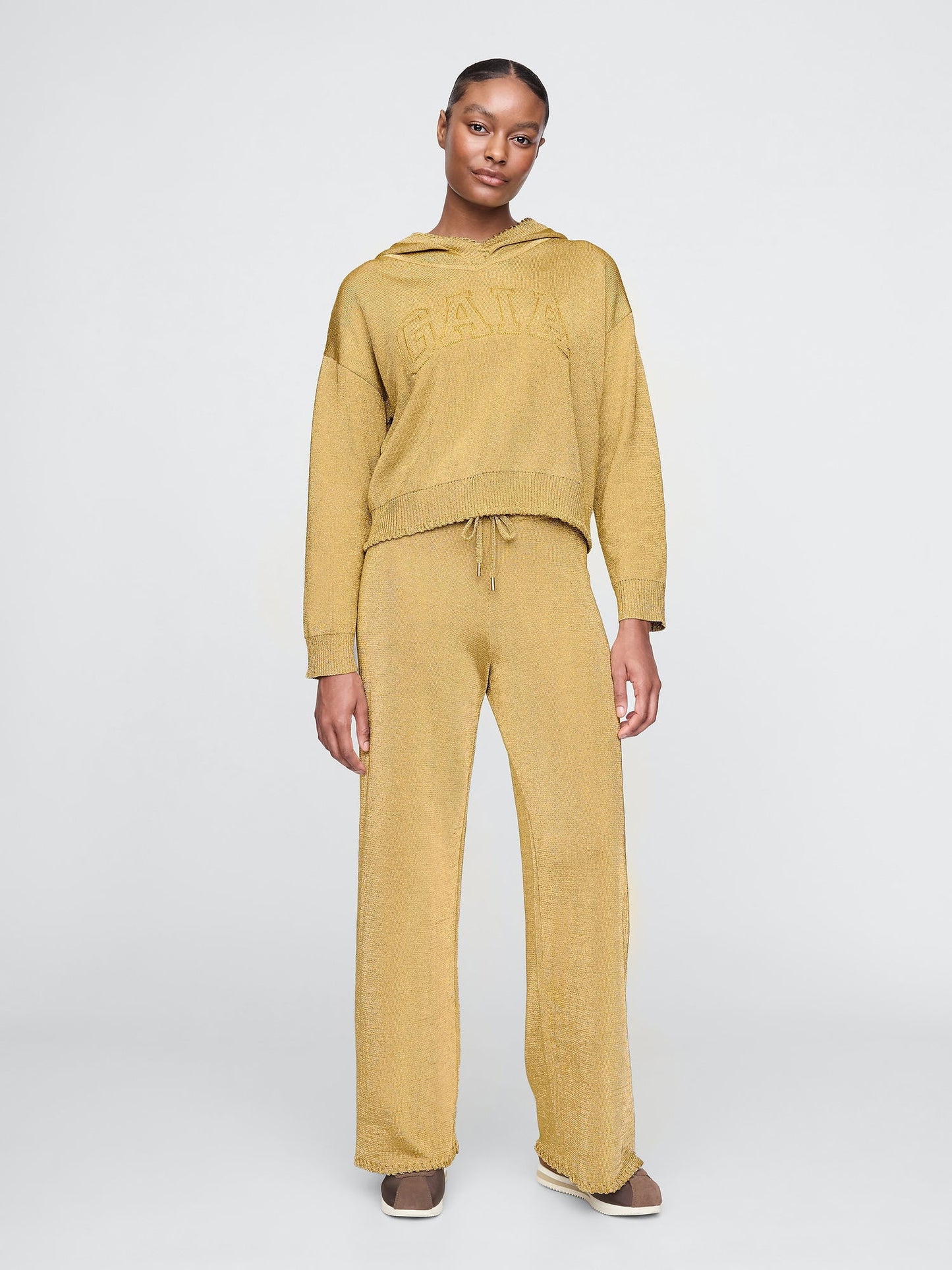 Sarı Gap × Cult Gaia Metalik Wide-leg Pantolon