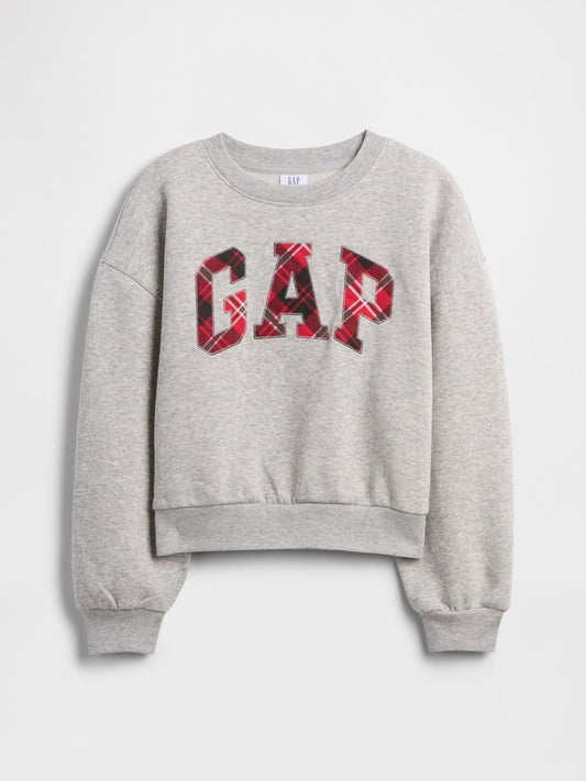 Gri Oversized Gap Logo Grafik Baskılı Sweatshirt