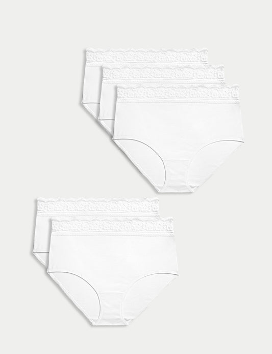 5'li Dantel Detaylı Full Brief Külot Seti