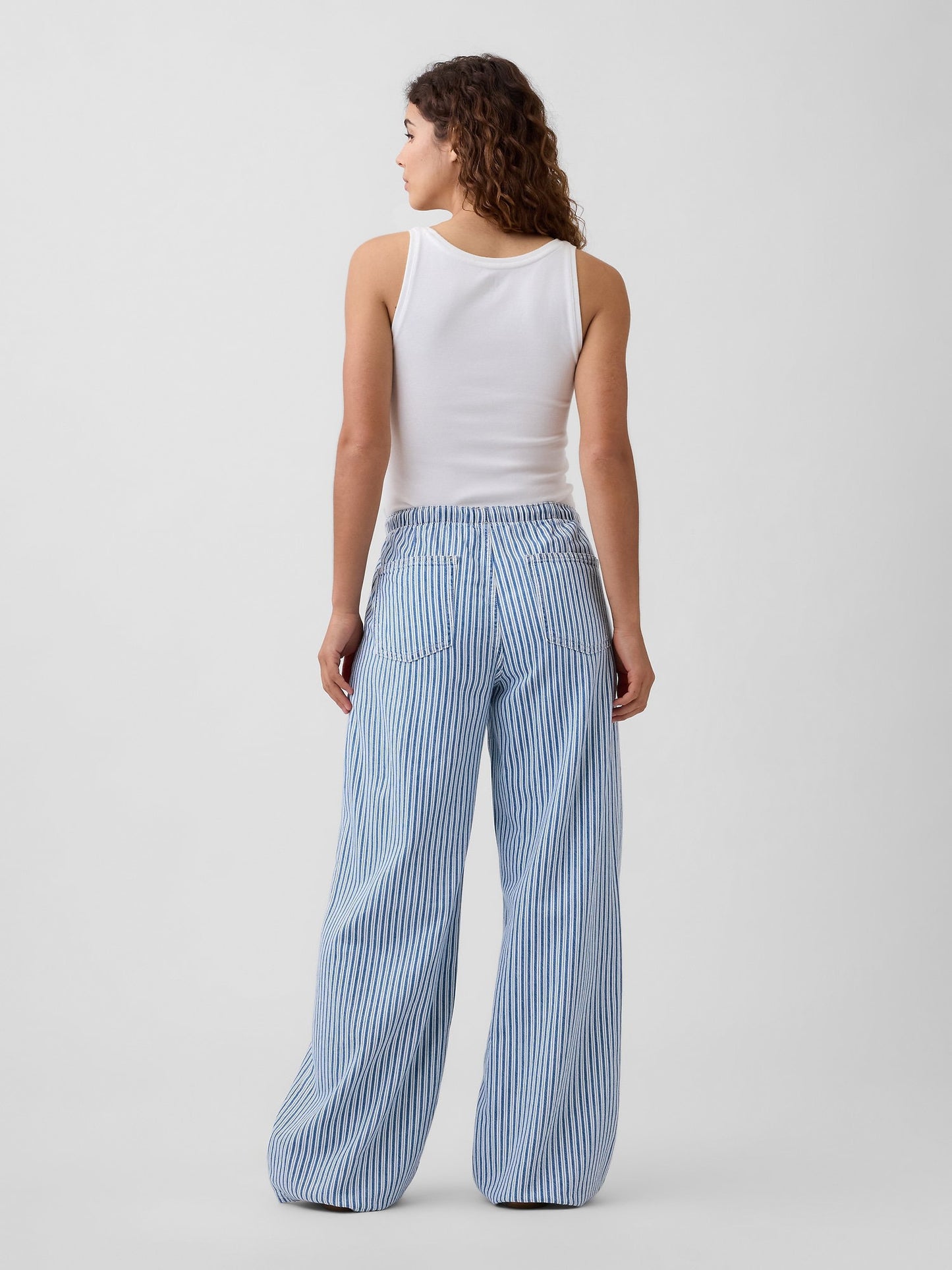 Mavi Mid Rise Pull-on Süper Hafif Wide-leg Jean Pantolon