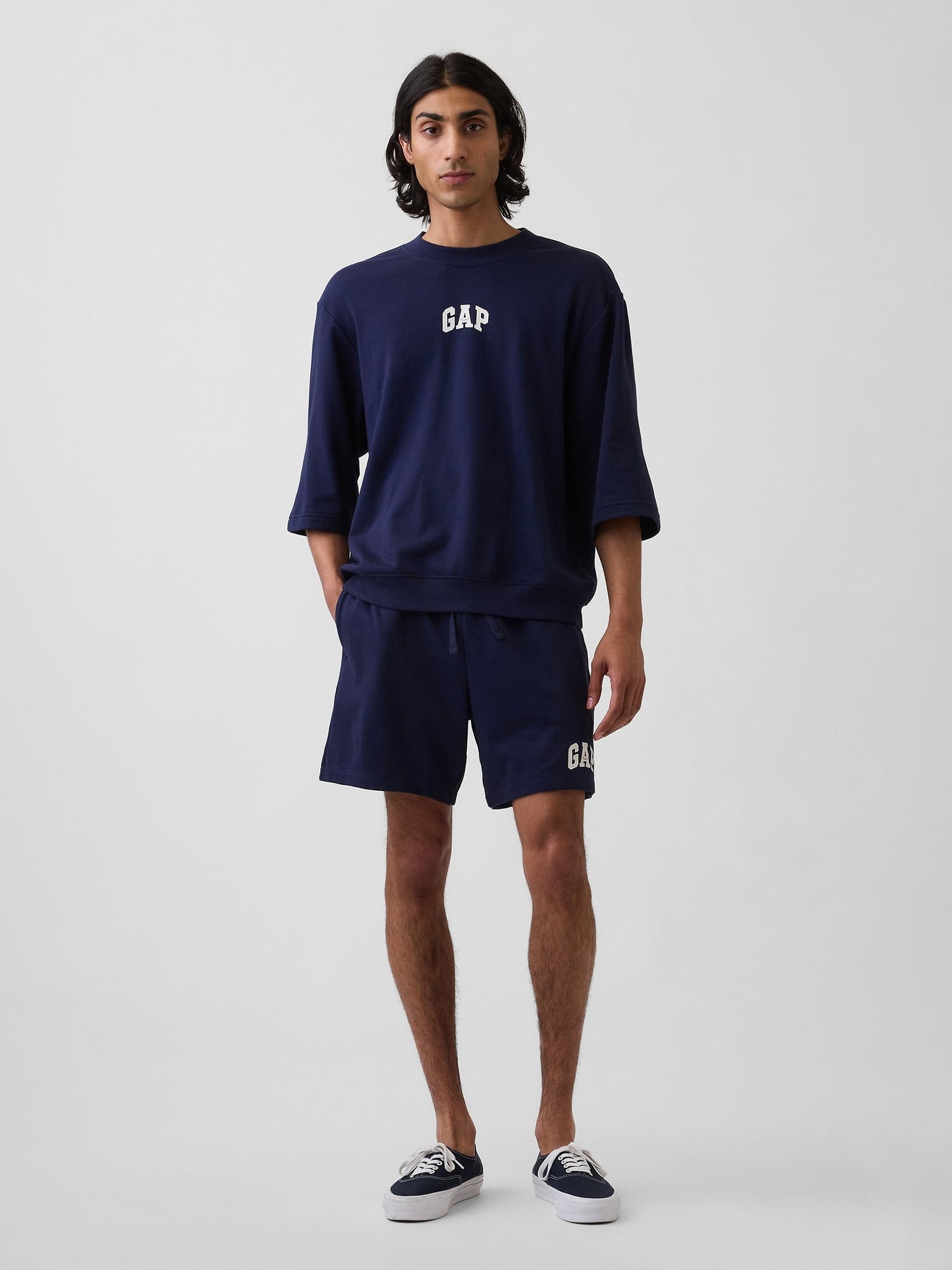 Lacivert Relaxed Gap Logo Fransız Havlu Kumaş Şort