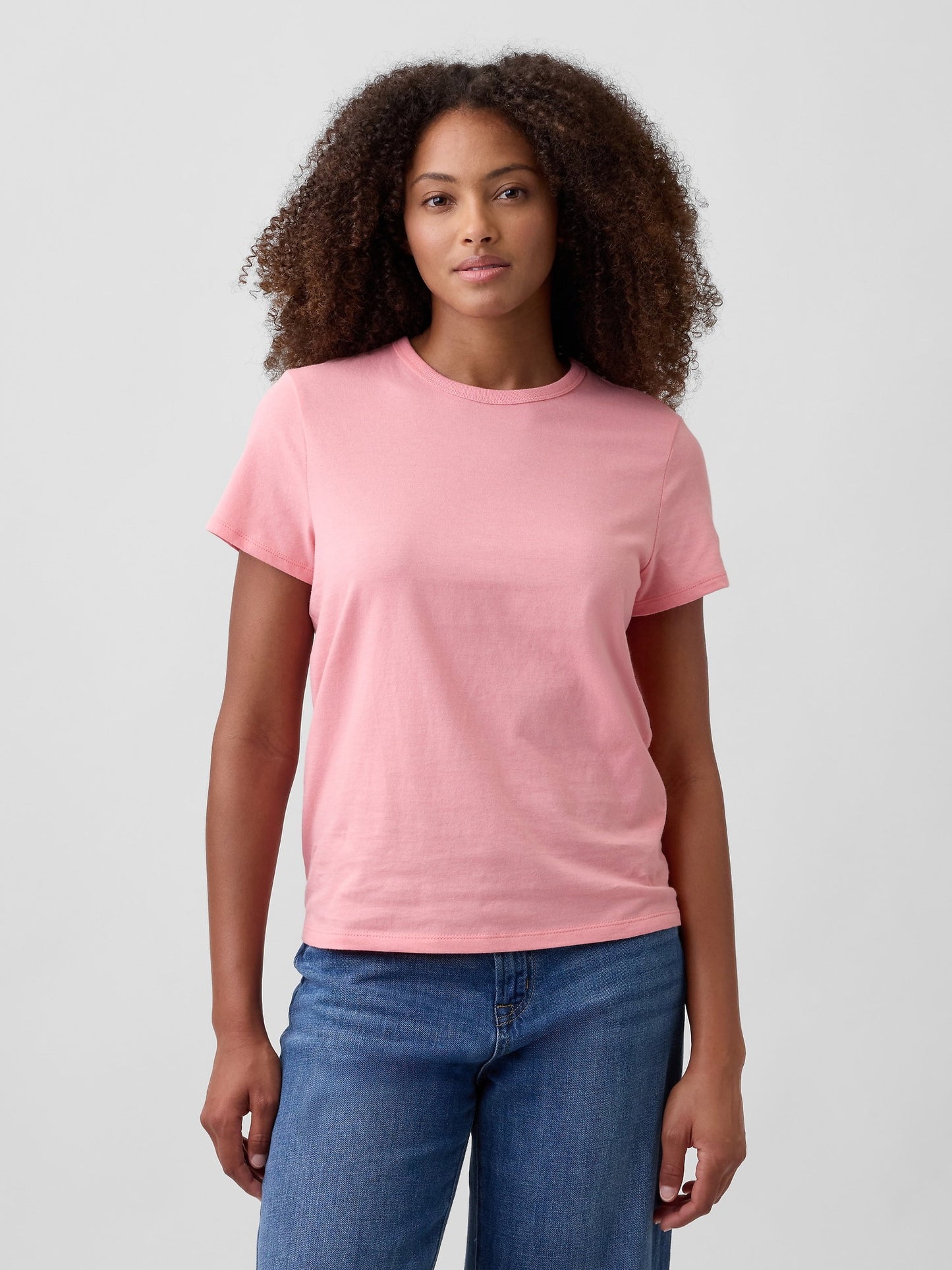 Açık Pembe Favorite Bisiklet Yaka T-shirt