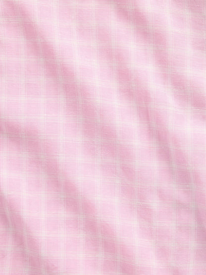 Pembe Crinkle Gauze Oversized Pijama Üstü