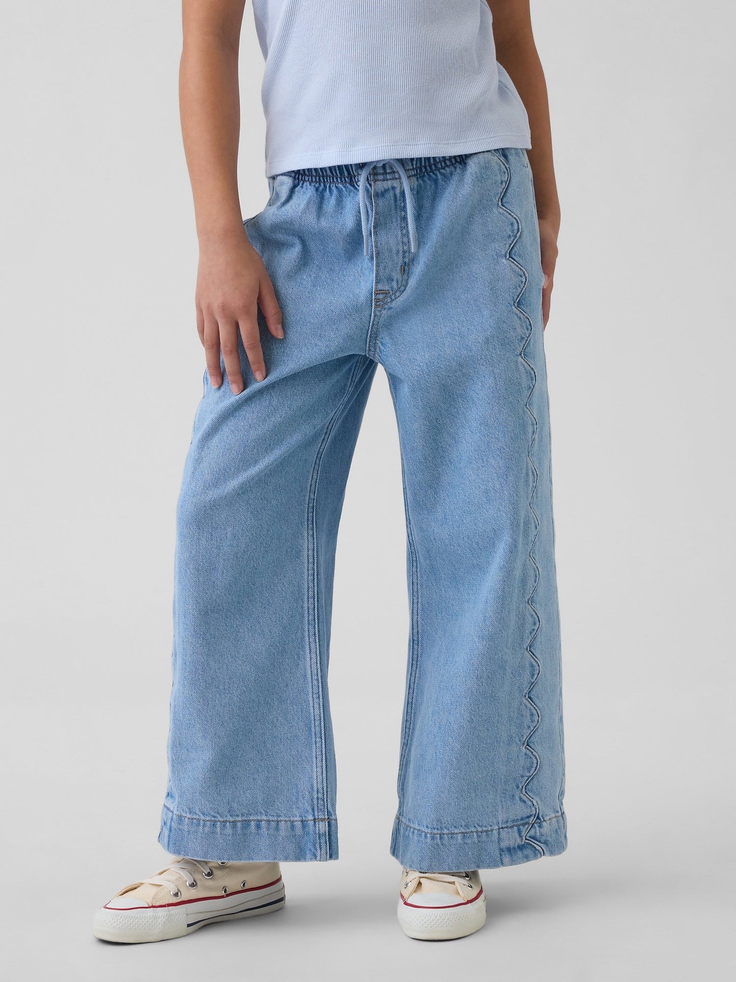 Açık Mavi High Rise Stride Easy Wide-leg Ankle Jean Pantolon