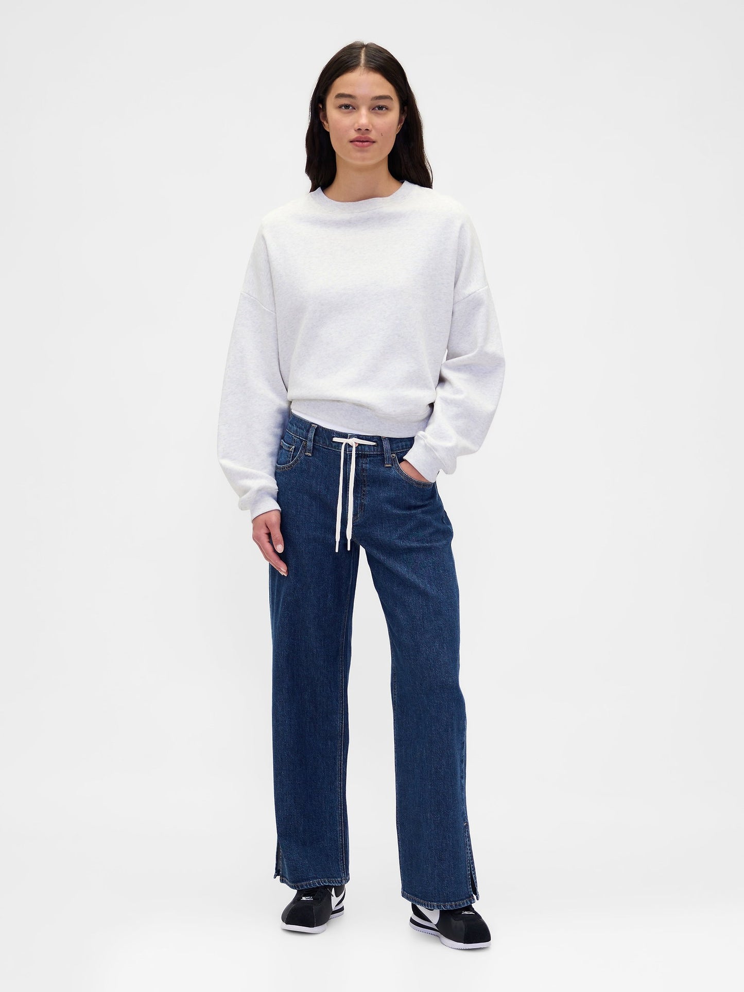 Koyu Mavi Low Rise Drawcord '90s Jean Pantolon