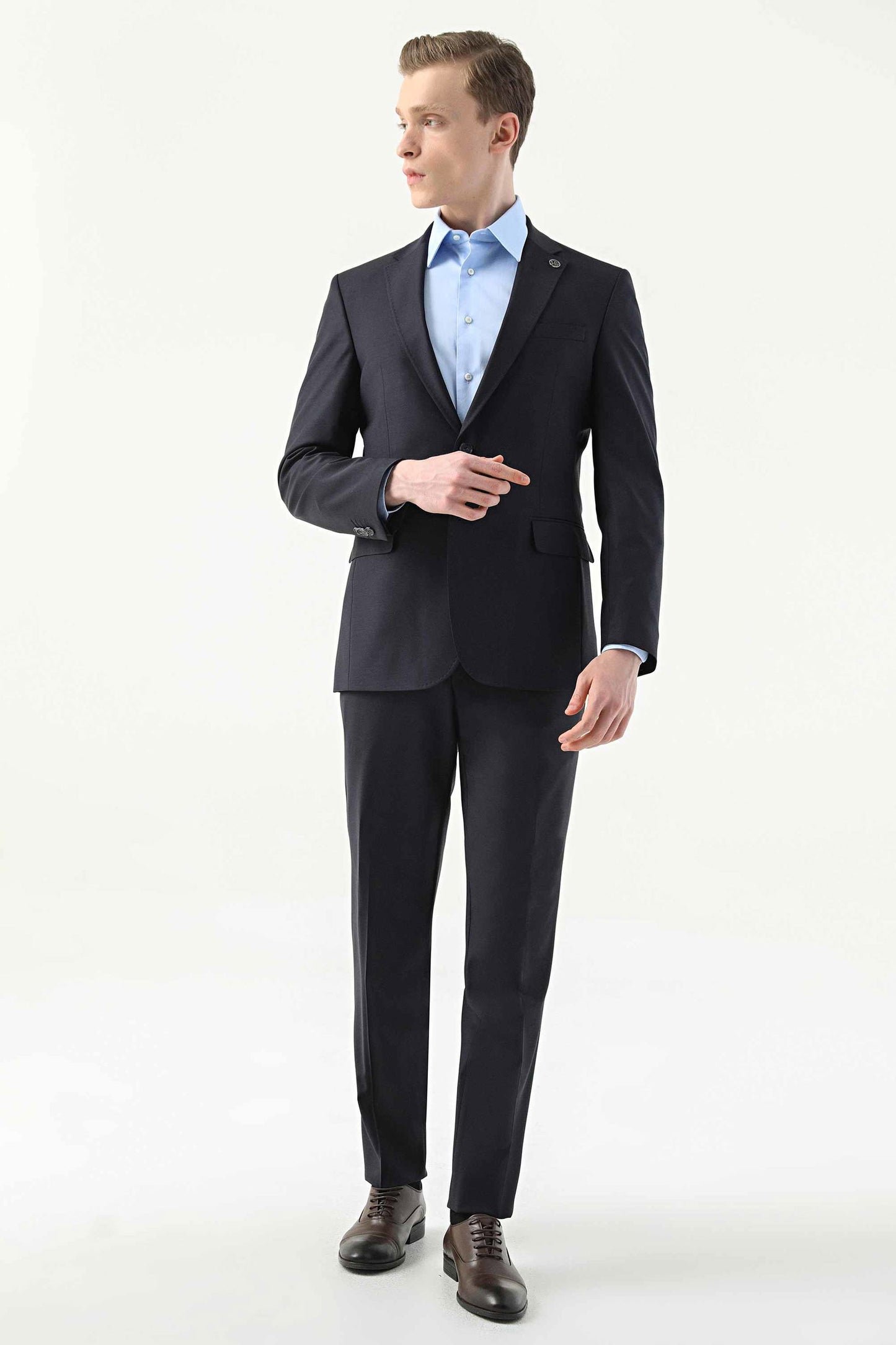 Damat Slim Fit Lacivert Düz Superfine Wool Takim Elbise