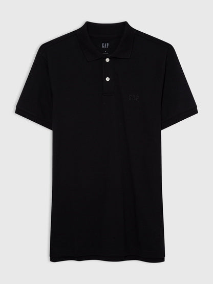 Siyah Gap Logo Piqué Polo Yaka T-shirt