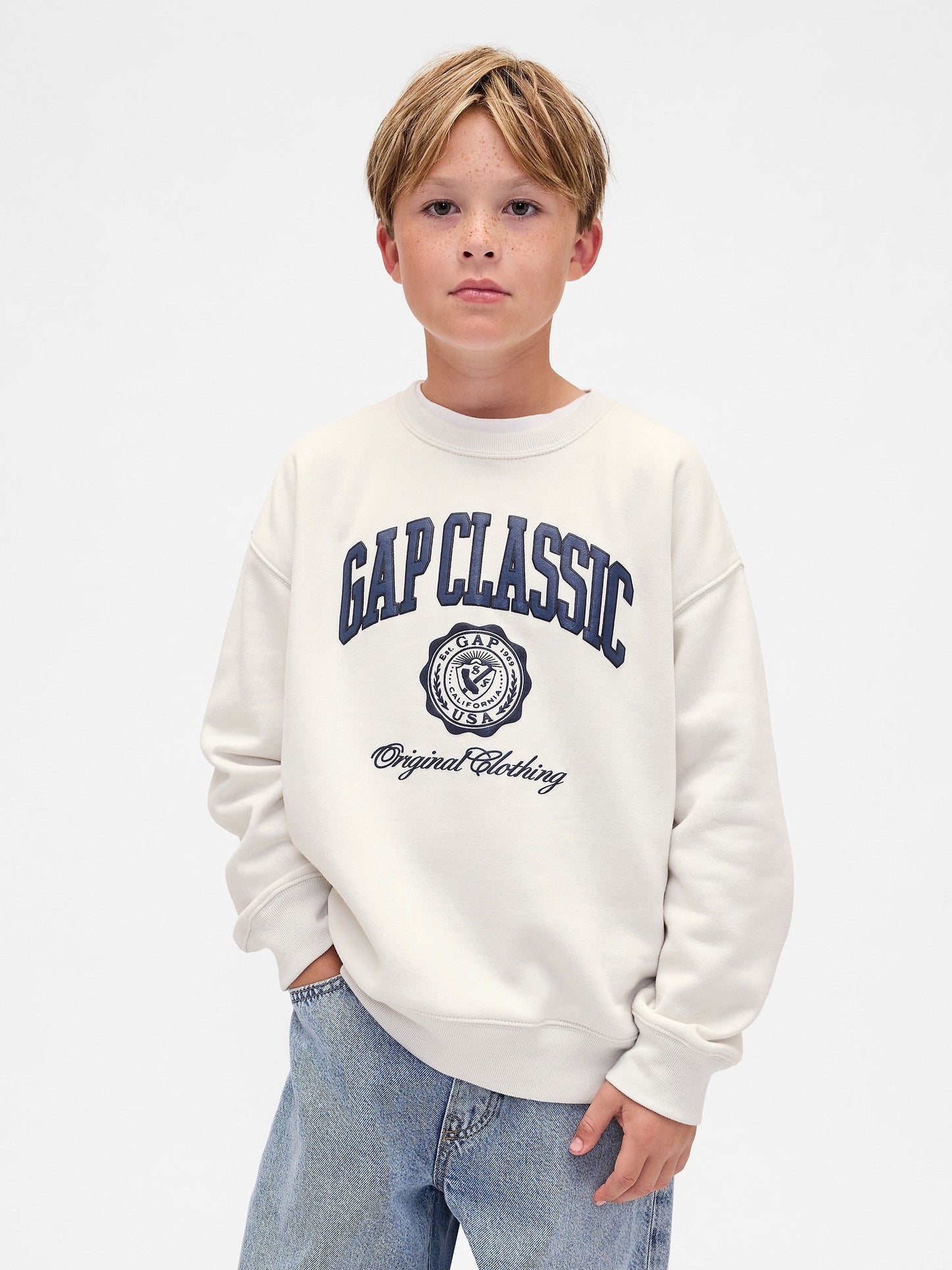 Beyaz Vintagesoft Relaxed Logo Sweatshirt
