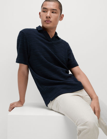 Pamuklu Dokulu Polo T-shirt
