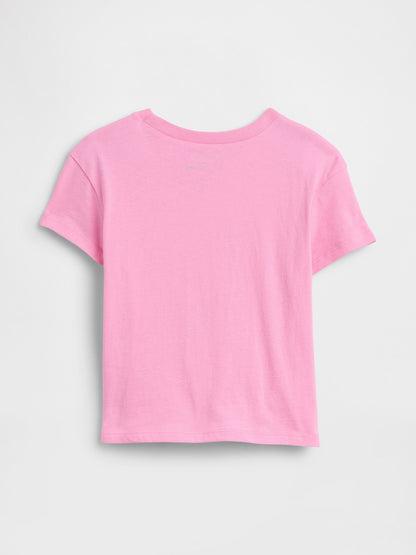 Açık Pembe Grafik Baskılı T-shirt