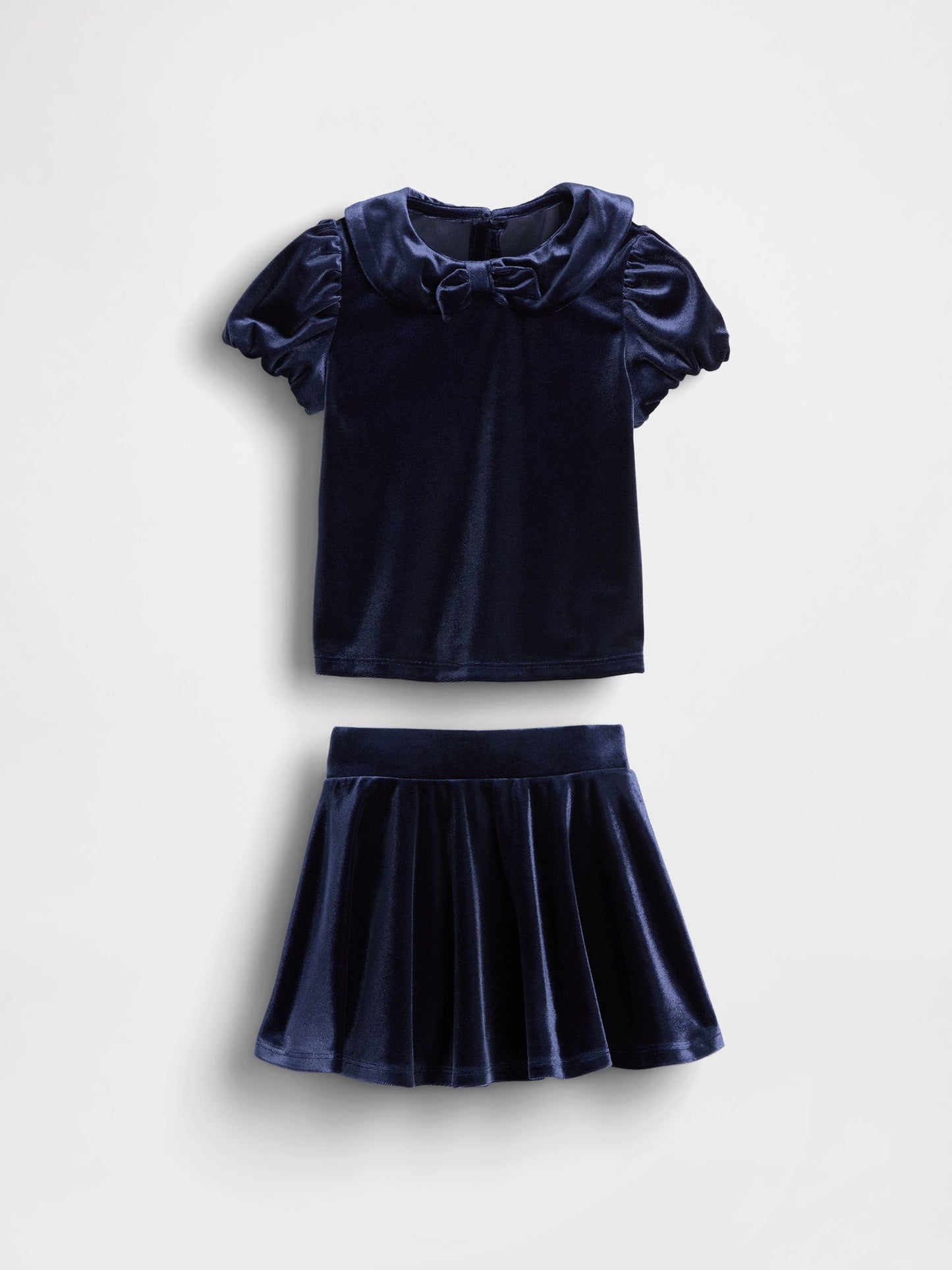 Lacivert Kadife Fiyonk Outfit Set
