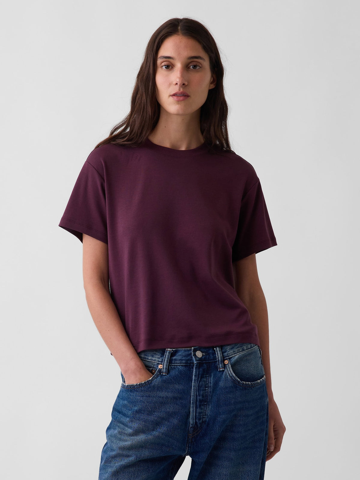 Bordo Supima® Pamuk Relaxed T-shirt