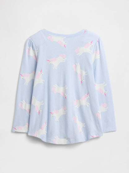 Açık Mavi Gap Puff Sleeve T-shirt