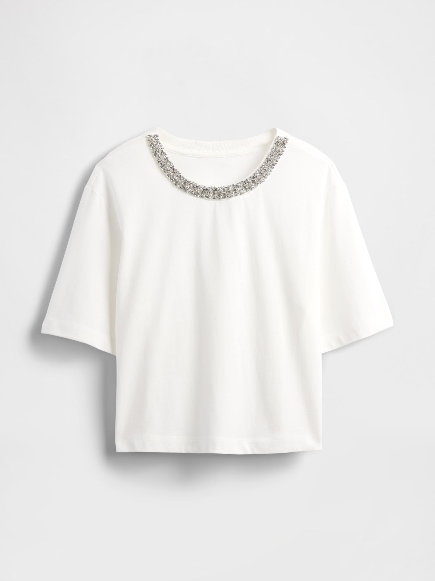 Beyaz Heavyweight Jewel-neck Crop T-shirt