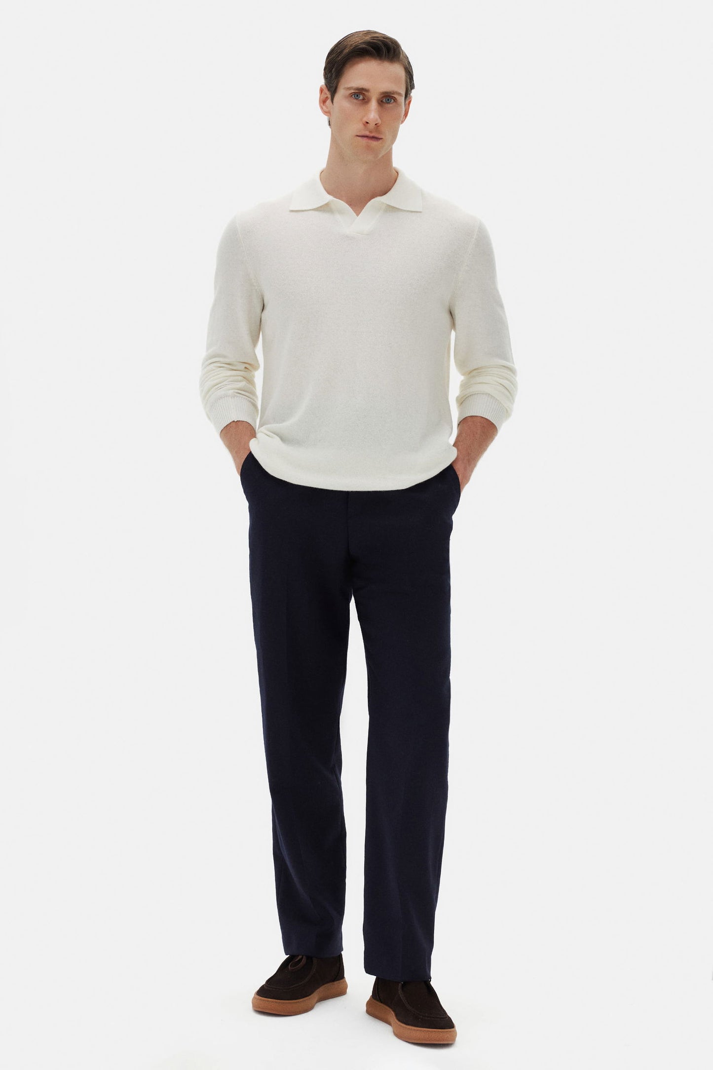 Damat Regular Fit Ekru Kaşmir-yün Karışımlı Triko