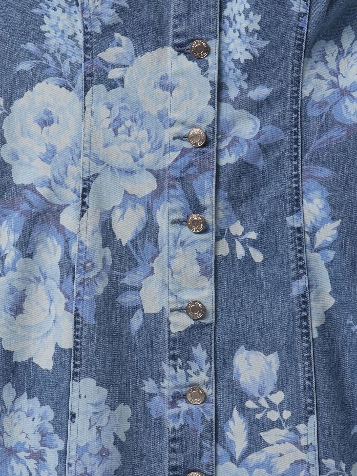 Mavi Denim Çiçekli Mini Elbise