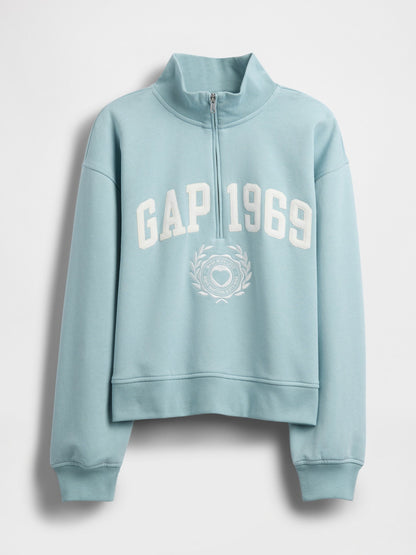 Açık Mavi Vintagesoft 1969 Logo Yarım Fermuarlı Sweatshirt