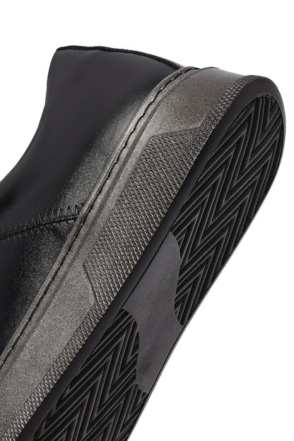 Erkek Siyah Bağcıklı Deri Sneaker