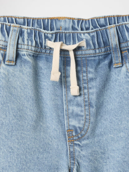 Açık Mavi Pull-on Loose Denim Şort