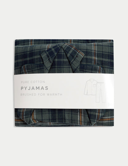 Saf Pamuklu Kareli Pijama Takımı