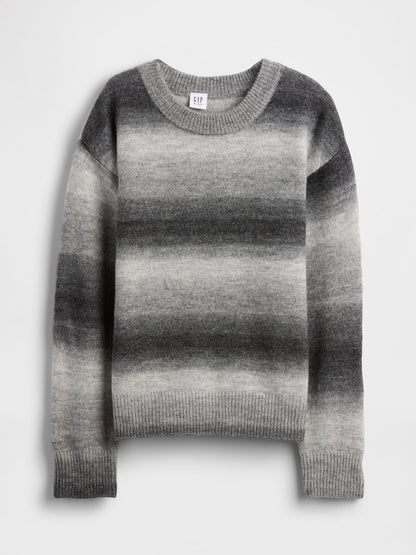 Gri Space-dye Relaxed Bisiklet Yaka Kazak