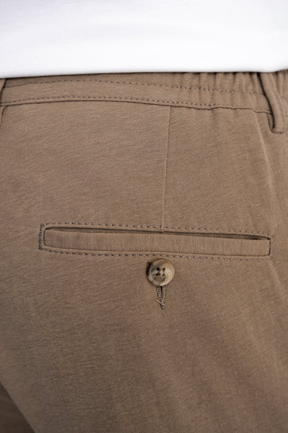 Comfort Fit Beli Lastikli Esnek Keten Tütün Pantolon P 1221