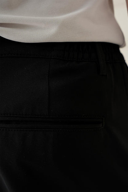 P 1173 Comfort Fit Beli Lastikli Esnek Casuel Siyah Pantolon