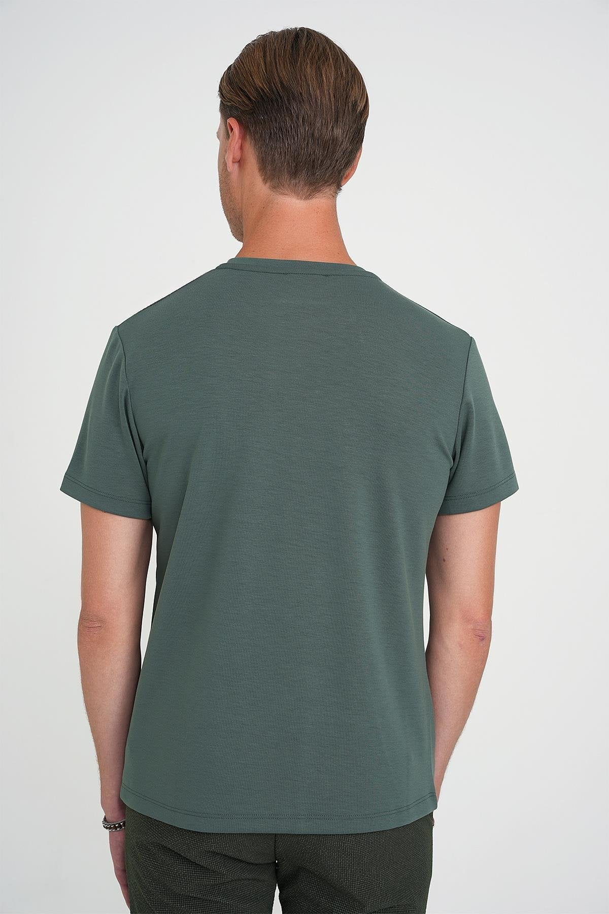 Ts 885 Comfort Fit Bisiklet Yaka Esnek Pamuk Casuel Çağla Tişört