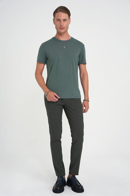 Ts 885 Comfort Fit Bisiklet Yaka Esnek Pamuk Casuel Çağla Tişört