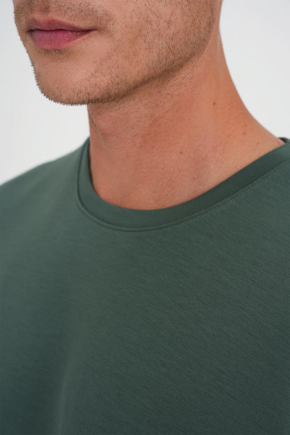 Ts 885 Comfort Fit Bisiklet Yaka Esnek Pamuk Casuel Çağla Tişört