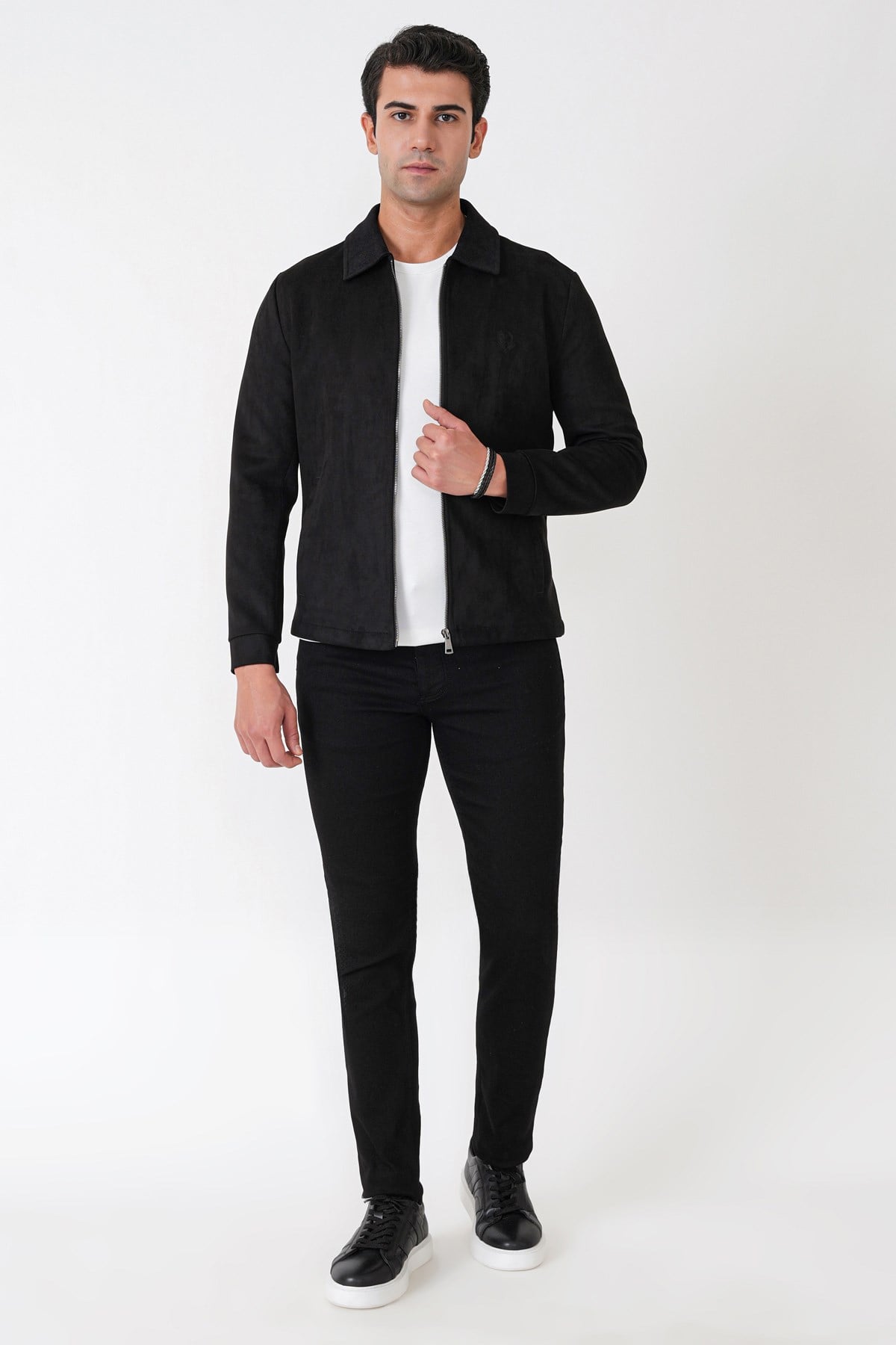 Comfort Fit Erkek Yaka Siyah Süet Mont Mt 183