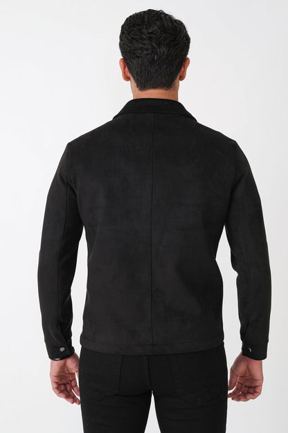 Comfort Fit Erkek Yaka Siyah Süet Mont Mt 183