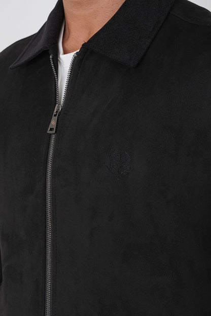 Comfort Fit Erkek Yaka Siyah Süet Mont Mt 183