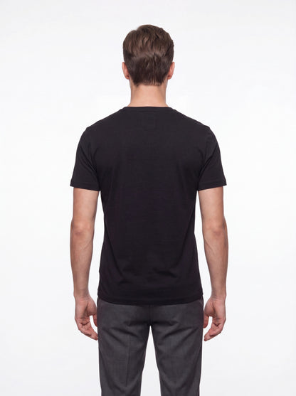 Comfort Fit Pamuklu Modal Kumaş Bisiklet Yaka Siyah Tişört Ts 924