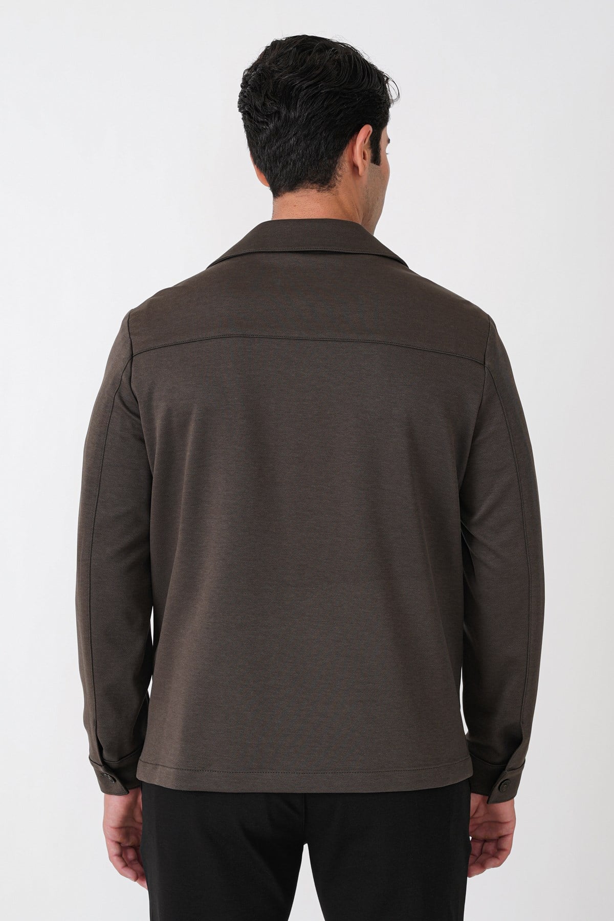 Comfort Fit Torba Cepli Esnek Pamuk Haki Gömlek Ceket C 755