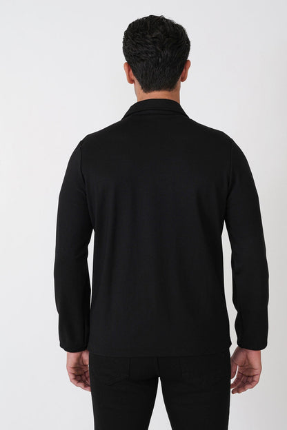 Comfort Fit Yan Cepli Fermuarlı Siyah Mont Mt 185
