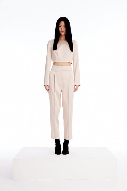 Crop Pudra Saten Bluz