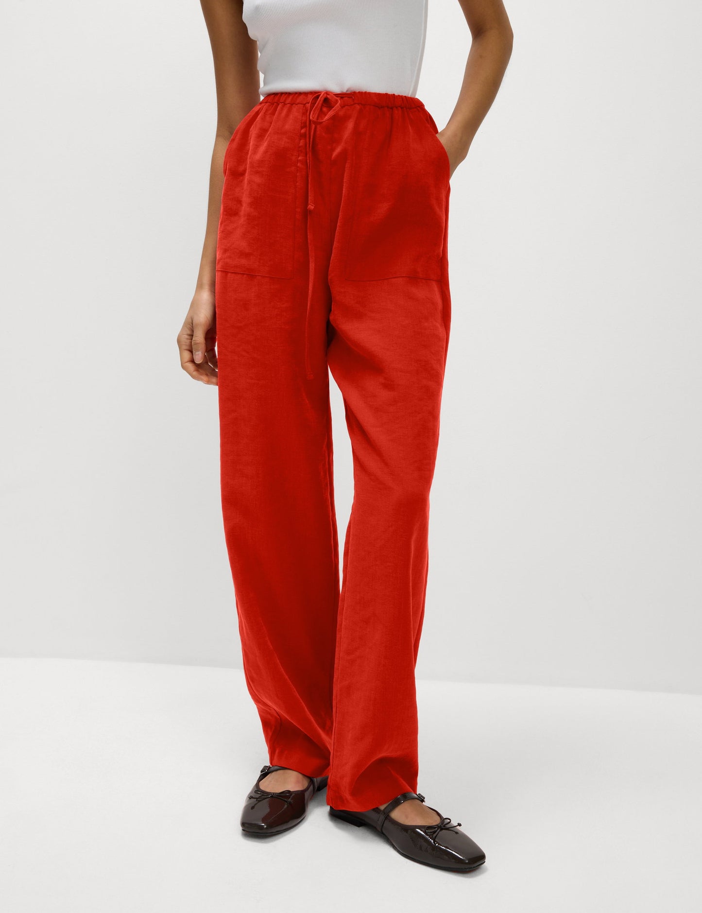 Lyocell Zengin Düz Straight Leg Pantolon