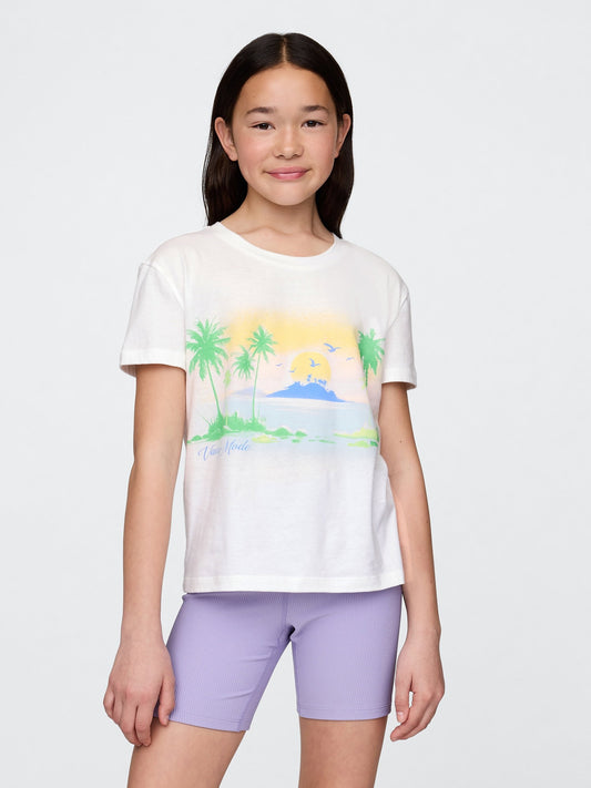 Beyaz Grafik Baskılı T-shirt