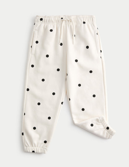 Pamuk Karışımlı Puantiye Desenli Jogger Pantolon (2-8 Yaş)