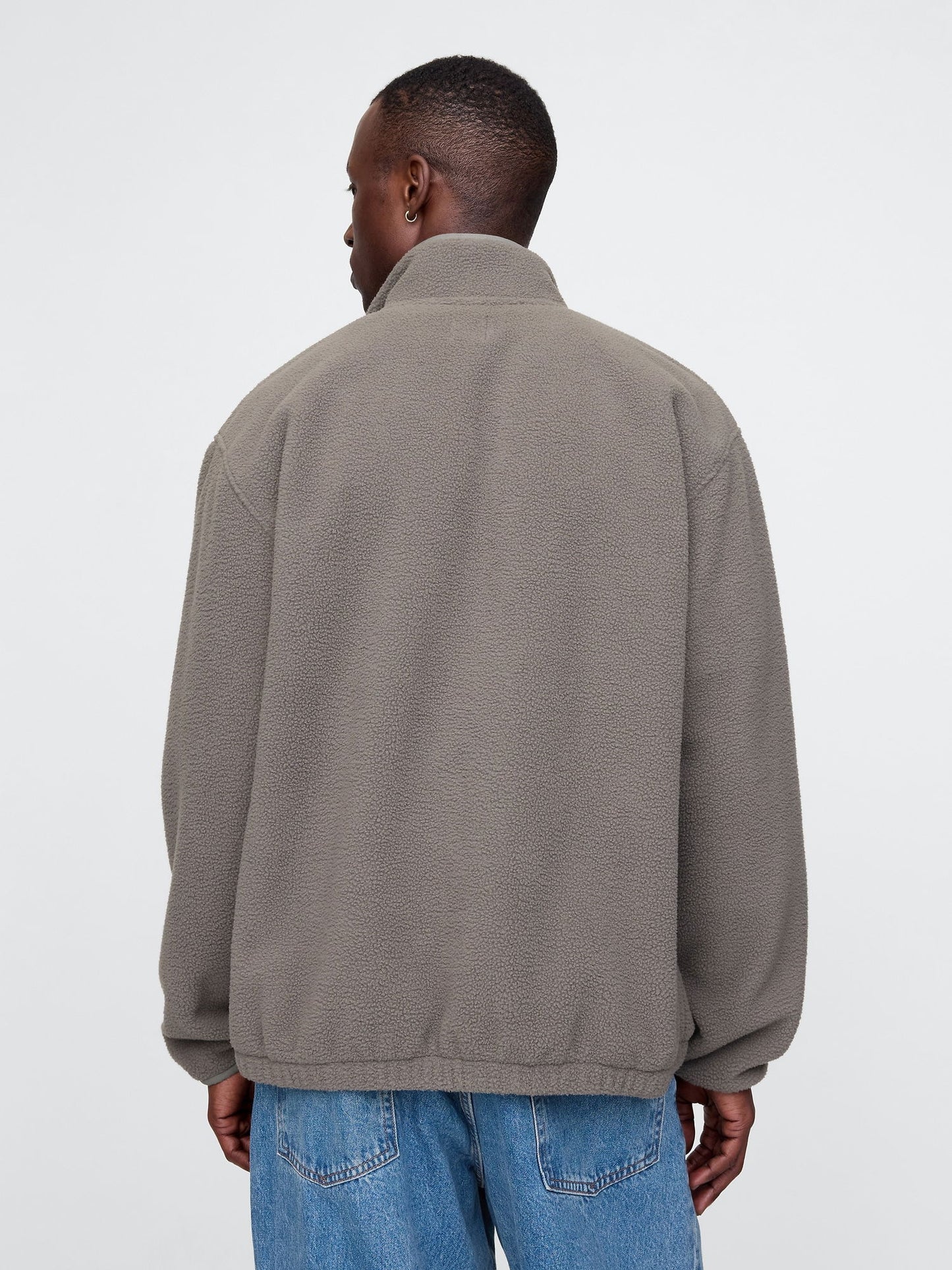Gri Gap Logo Arctic Fleece Fermuarlı Ceket