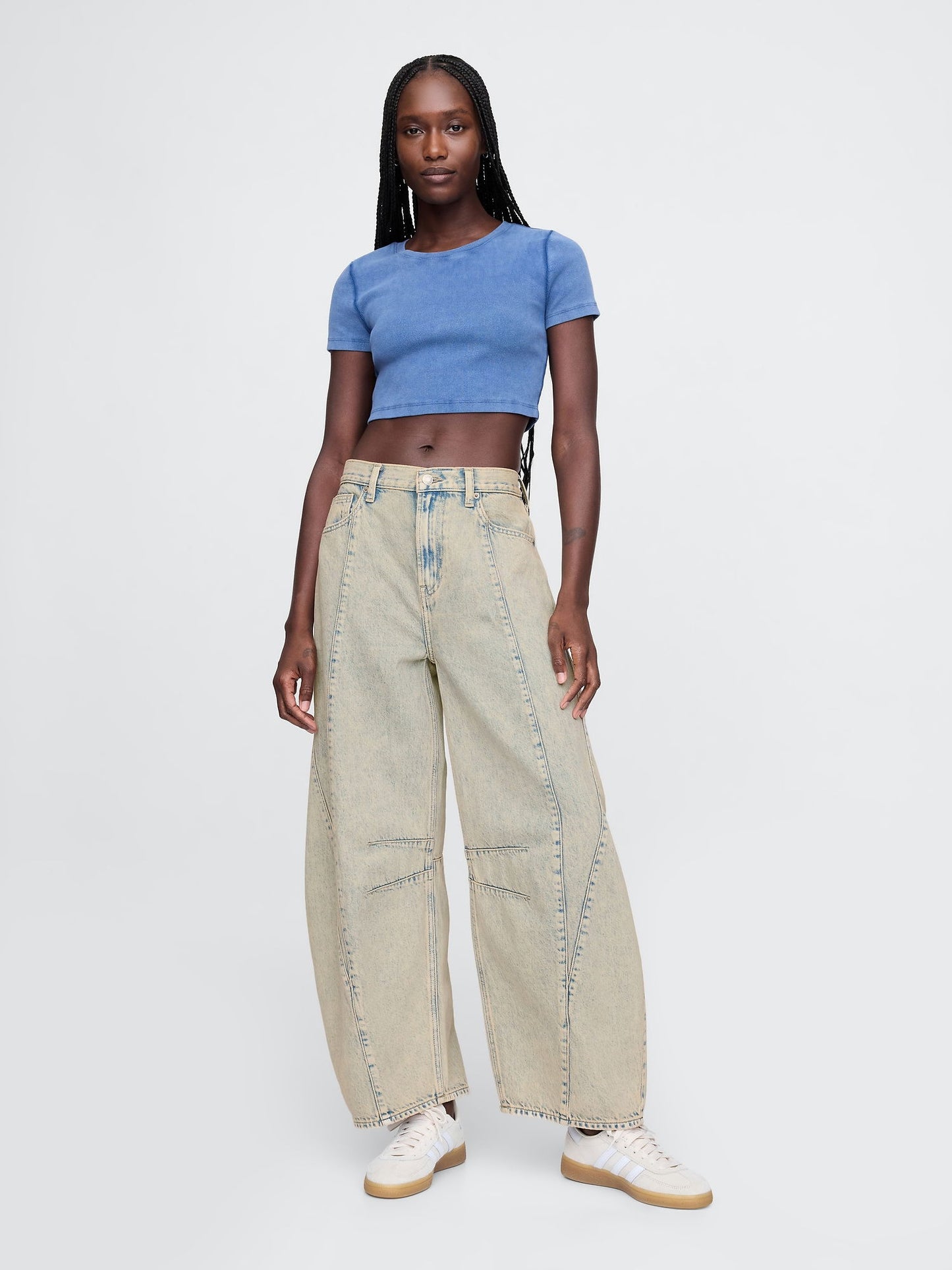 Bej High Rise Horseshoe Jean Pantolon