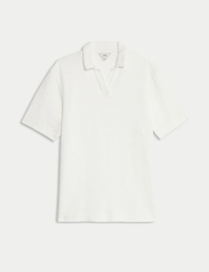 Pamuklu Dokulu Polo T-shirt
