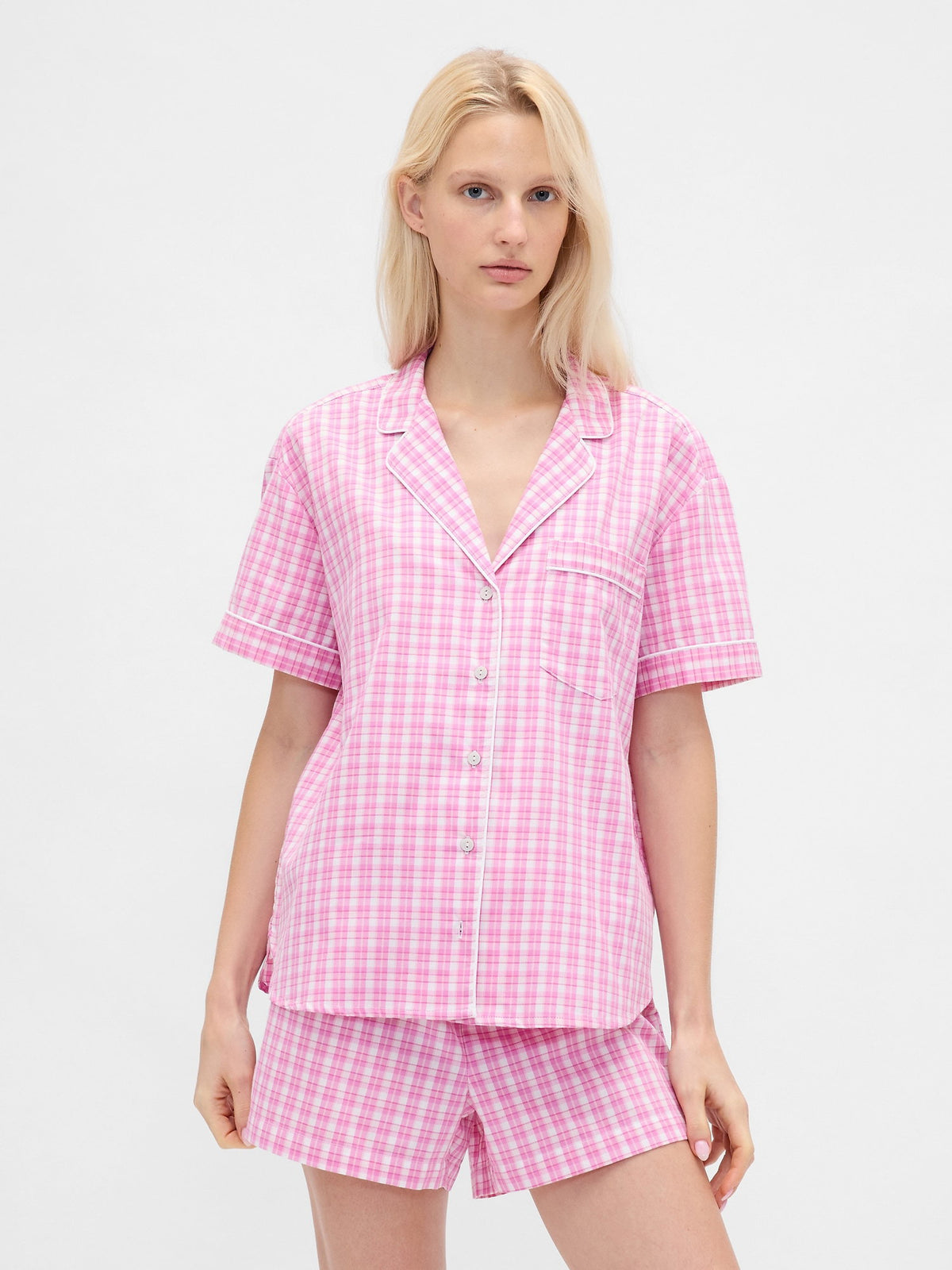 Pembe Poplin Pijama Üstü