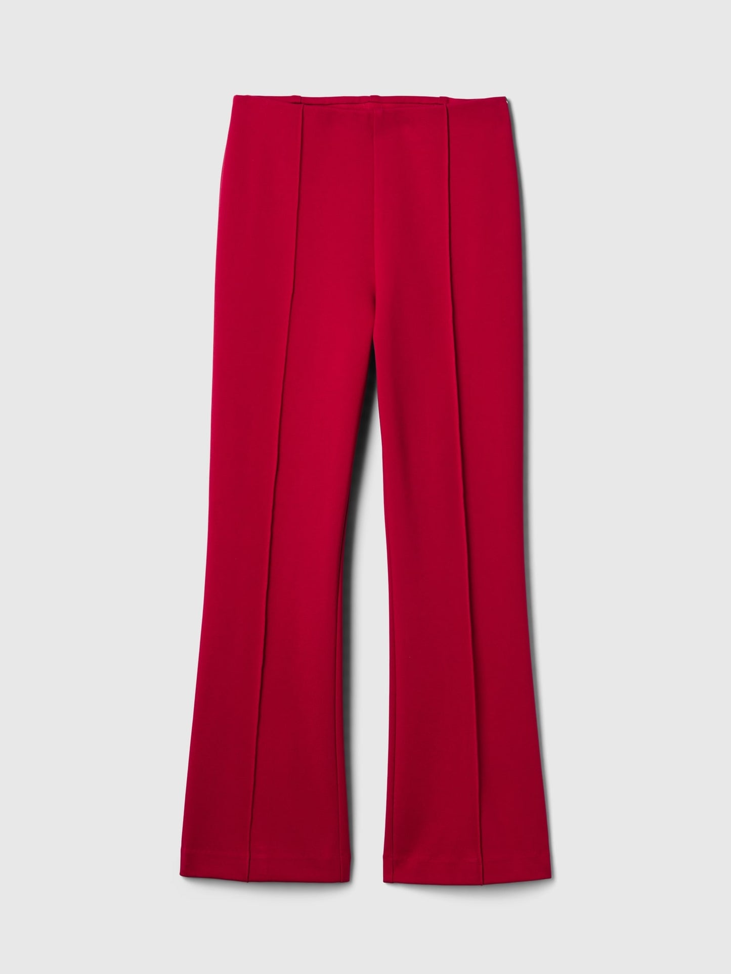 Kırmızı High Rise Double Knit Crop Kick Pantolon