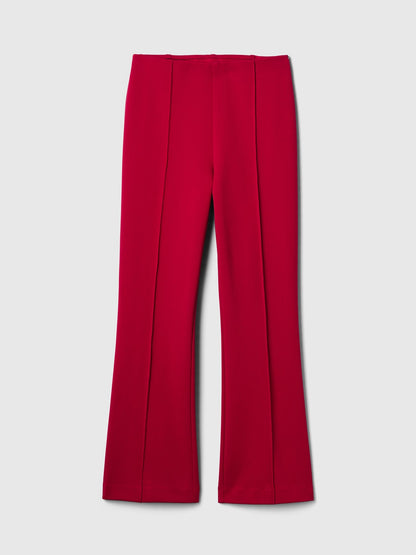Kırmızı High Rise Double Knit Crop Kick Pantolon