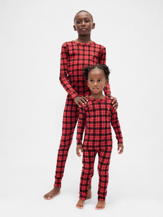 Kırmızı Organik Brushed Pamuklu Holiday Pijama Takımı