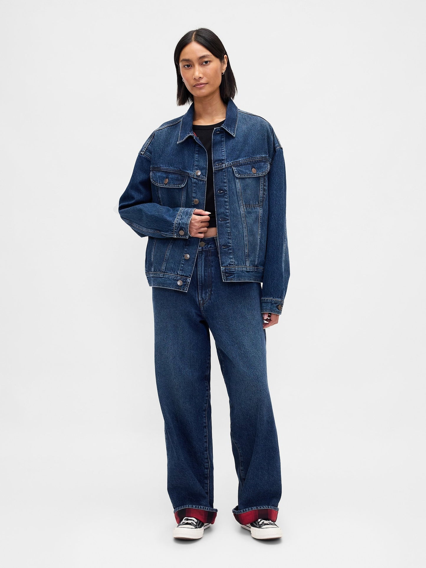 Mavi Stranger Things Flannel-astarlı Icon Denim Ceket