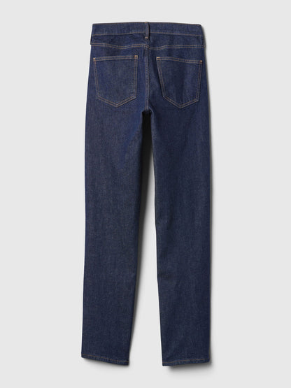 Lacivert Mid Rise Vintage Slim Jean Pantolon